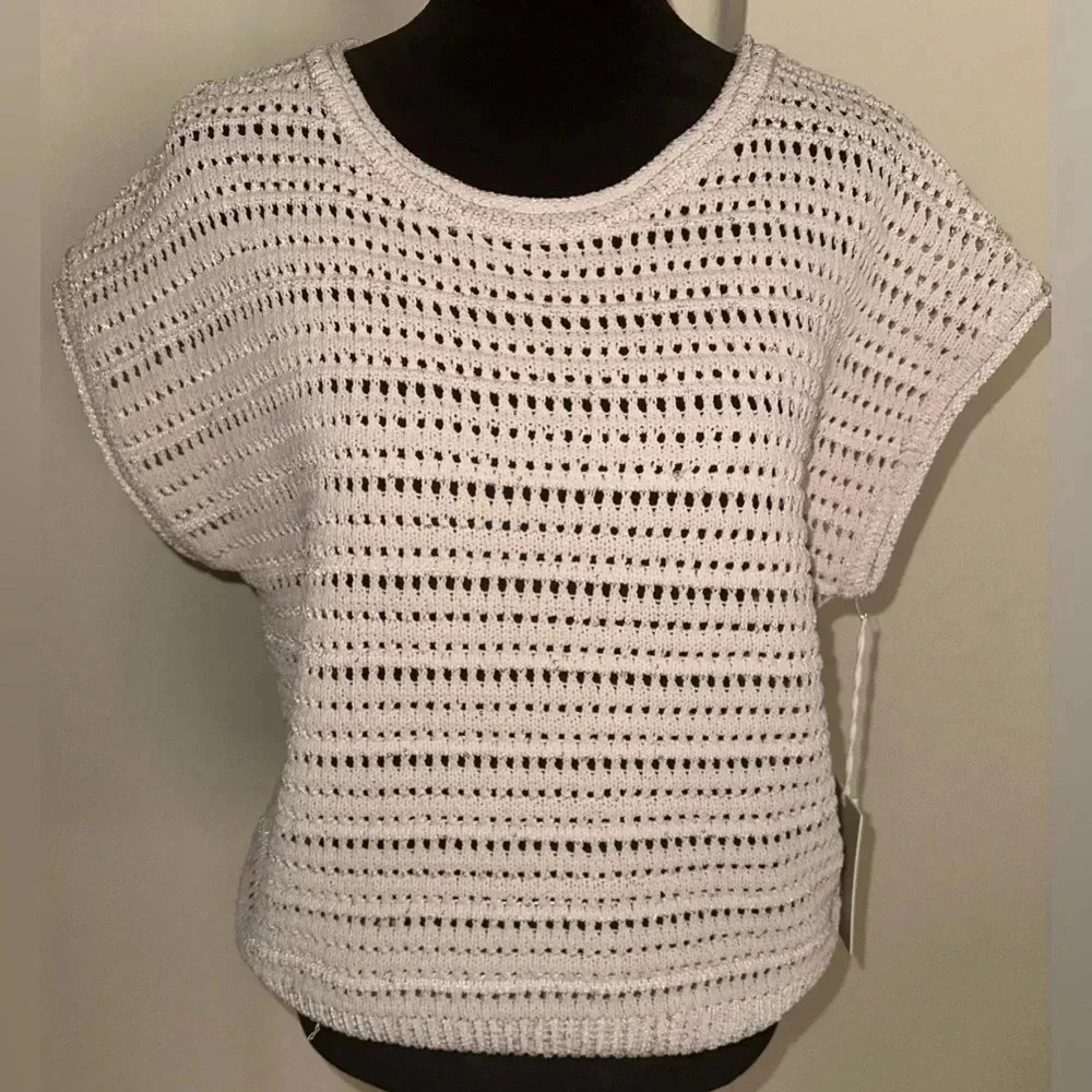Joie Women’s Knit Cotton Crew Neck Sleeveless Sweater Ivory/Gold - Size L - NWT